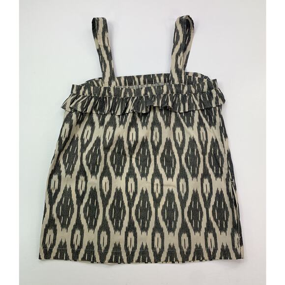 J. Crew Womens Size 0 Ikat Ruffle‎ Flounce Cotton Tank Top Blouse NWOT - Picture 11 of 12